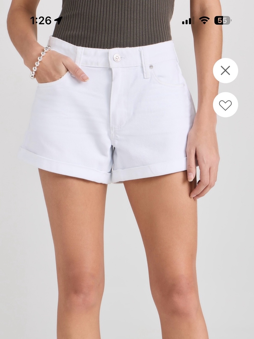 PAIGE White Rolled-Hem Denim Shorts